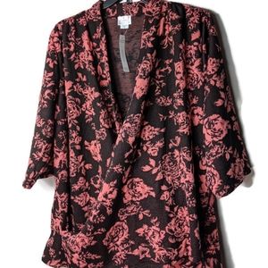 SWAK Print Front Crossover Faux Wrap Blouse